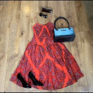 Xsmall banana republic pattern long maxi red dress